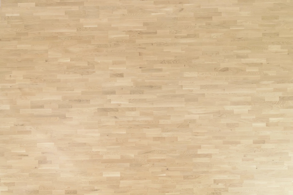 MOLAND, podlaha drevená trojvrstvová, 3pás, Parquet Loc+, Oak Living (Dub), biely tvrdovoskový olej