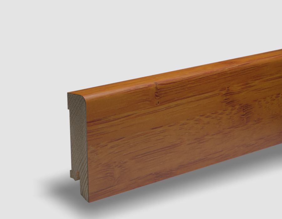 PEDROSS, soklová dyhovaná lišta, 16x60 Cubica, Bambus tmavý lak, matný lak, jadro smrek
