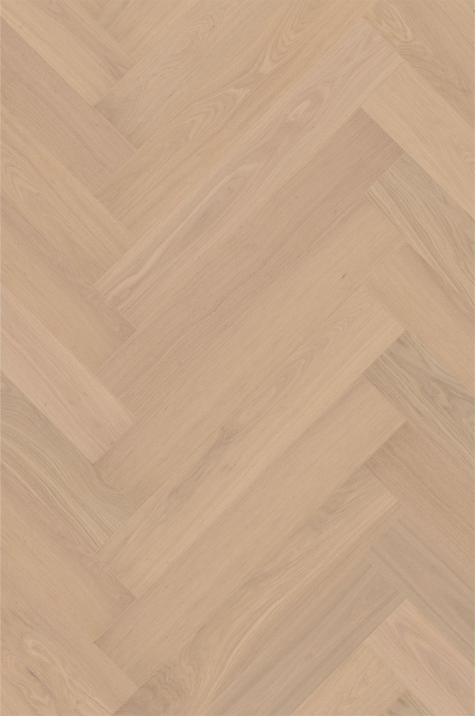 STEP&WALL, podlaha drevená dyhovaná, Herringbone 135x810, Nacre Oak, Select, matný lak, kartáč