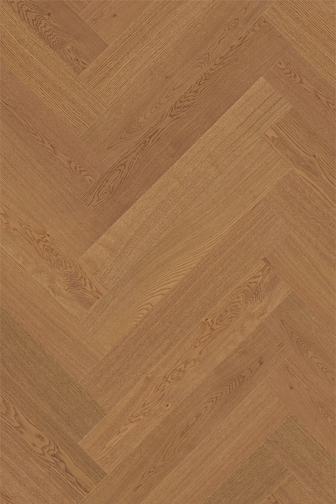 STEP&WALL, podlaha drevená dyhovaná, Herringbone 135x810, Amber Oak, Select, matný lak, kartáč