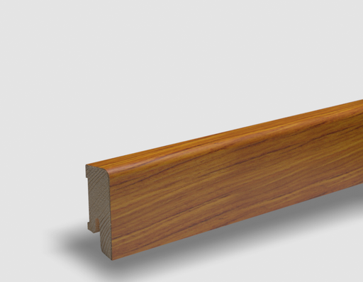 [1640CTK] PEDROSS, soklová smreková dyhovaná lišta, 16x40 Cubica, Teak svetlý, matný lak, jadro smrek
